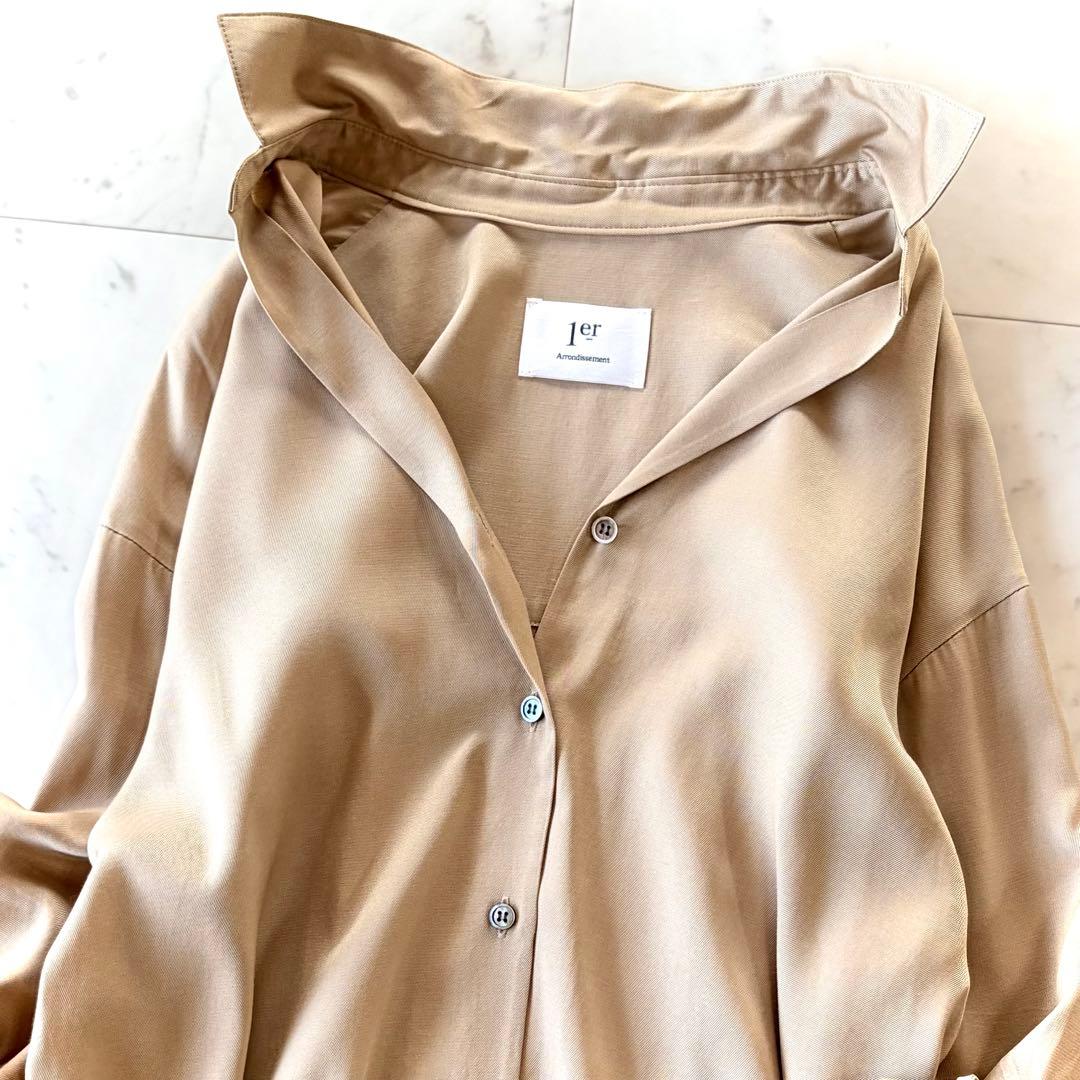 美品 プルミエ アロンディスモン ロングシャツワンピース オーバーサイズ 36