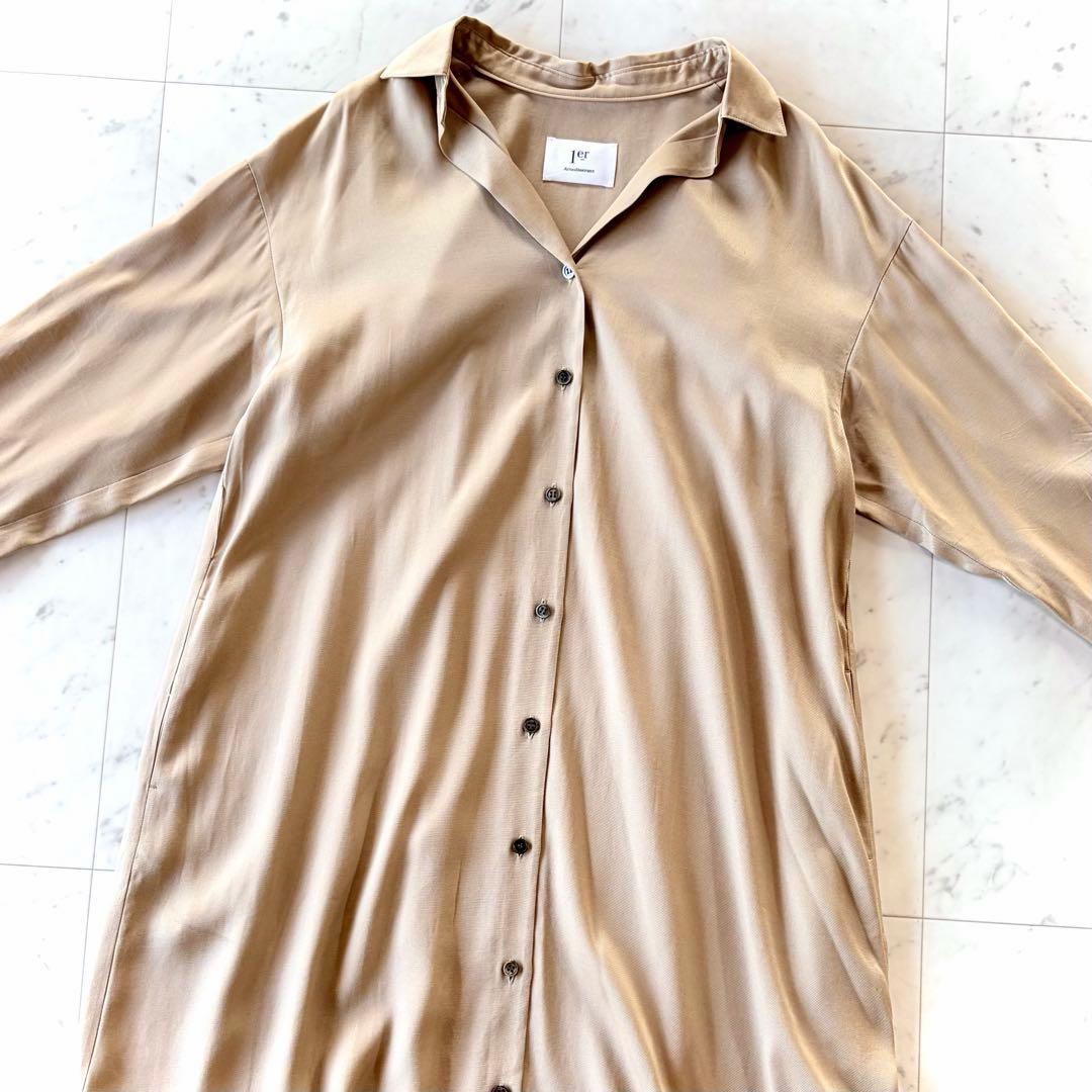 美品 プルミエ アロンディスモン ロングシャツワンピース オーバーサイズ 36