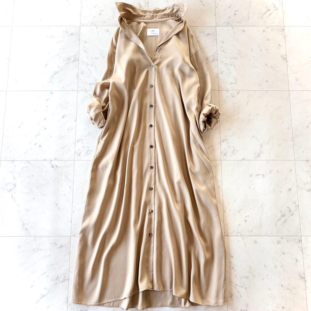 美品 プルミエ アロンディスモン ロングシャツワンピース オーバーサイズ 36