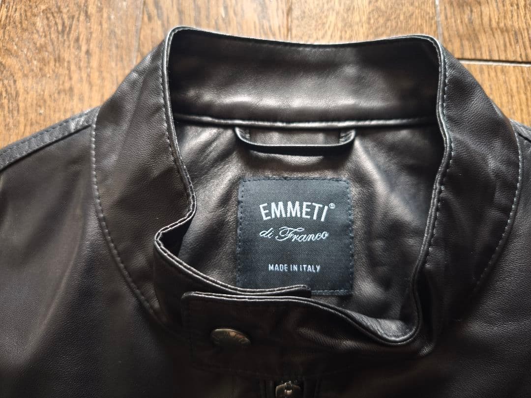 美品　EMMETI \"JURI SP LAMB SKIN\" レザーJKT 48