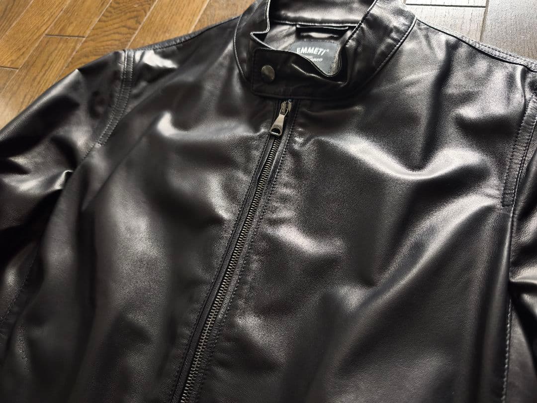 美品　EMMETI \"JURI SP LAMB SKIN\" レザーJKT 48