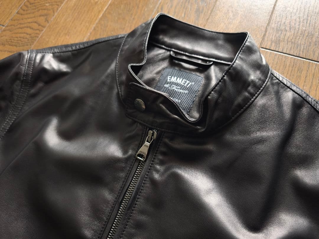 美品　EMMETI \"JURI SP LAMB SKIN\" レザーJKT 48