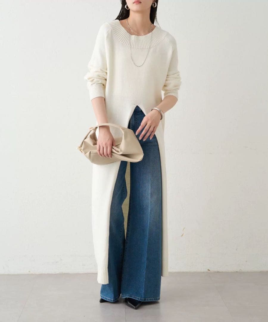 【お値下げ】Loungedress ラウンジドレス　ハイスリットニットワンピース