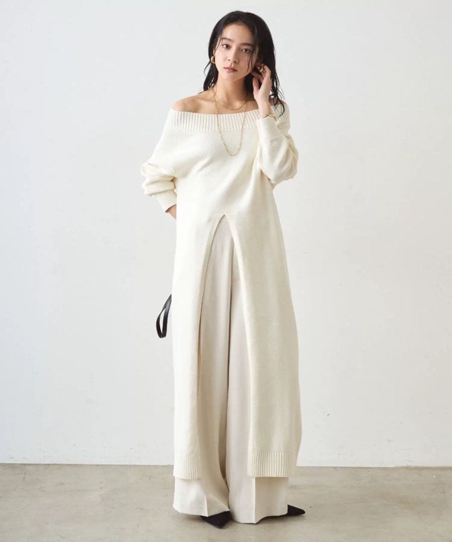 【お値下げ】Loungedress ラウンジドレス　ハイスリットニットワンピース