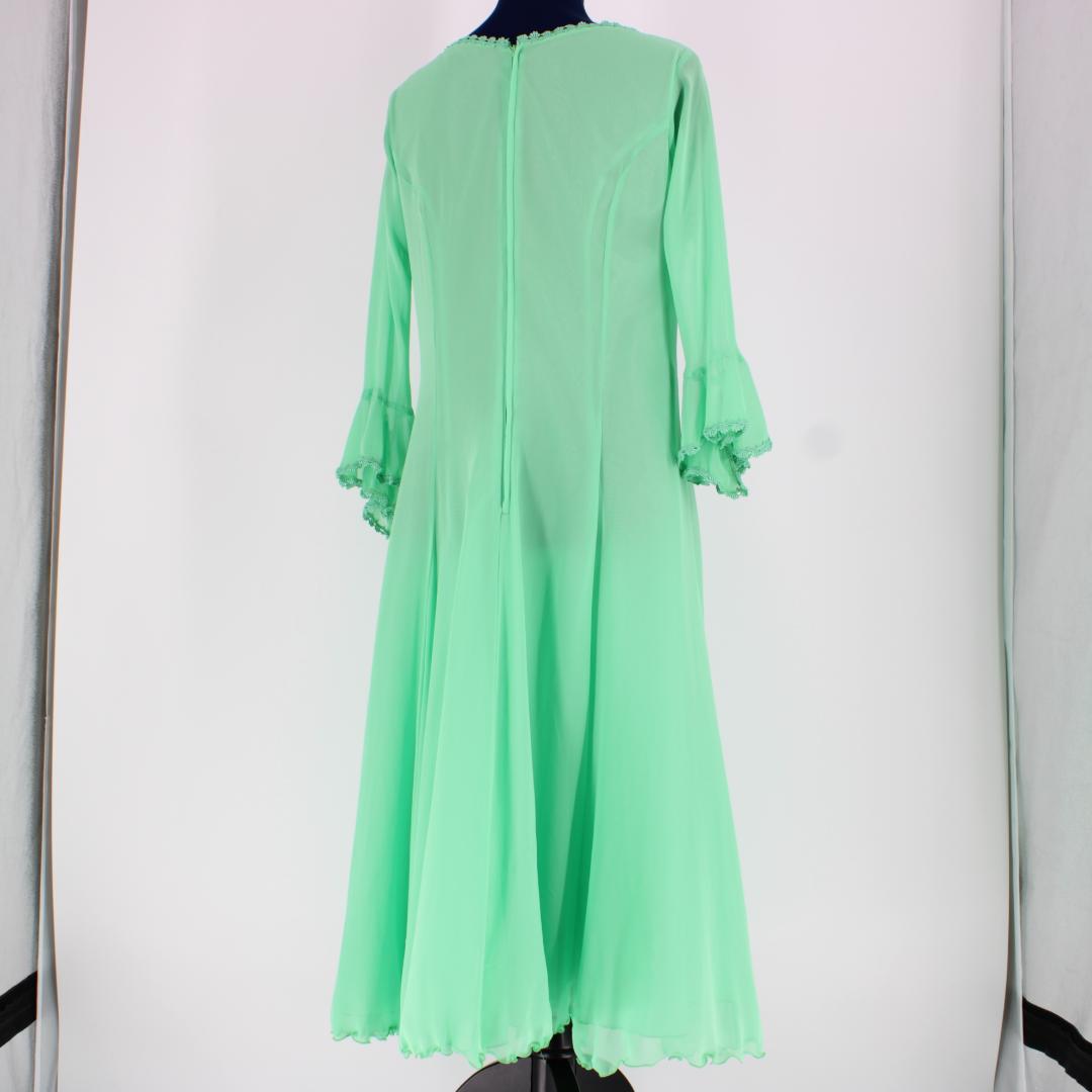【美品 社交ダンス衣装】ワンピース ドレス U:NA 緑 グリーン 無地 レース