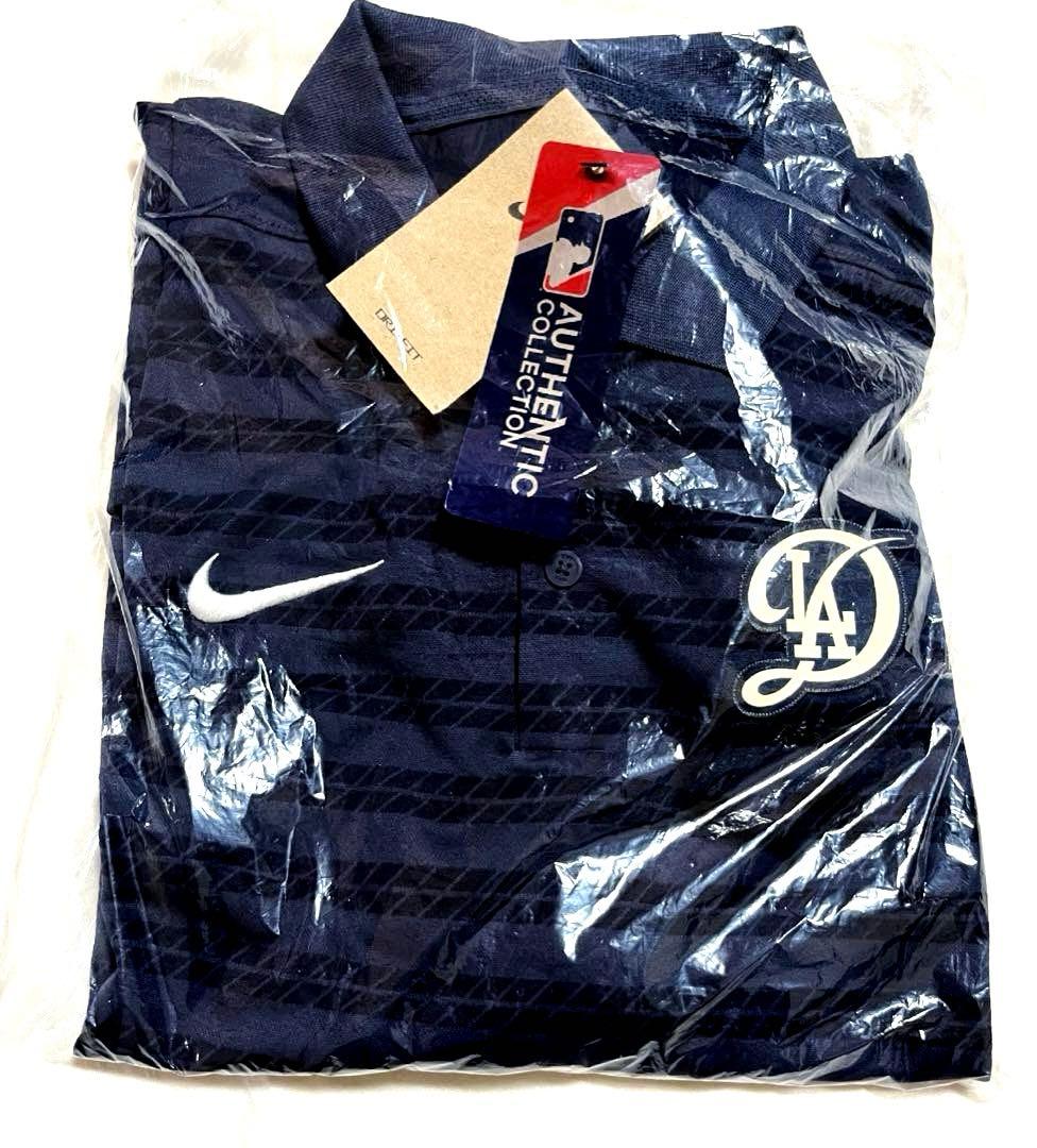 MLB ドジャース ポロシャツ Nike ナイキ メンズ ネイビー Lサイズ
