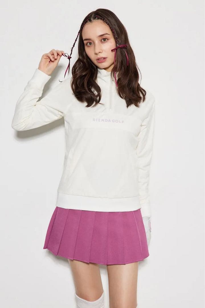 ぱんだ　新品 RIENDA GOLF ハーフジップライトブルゾン　S