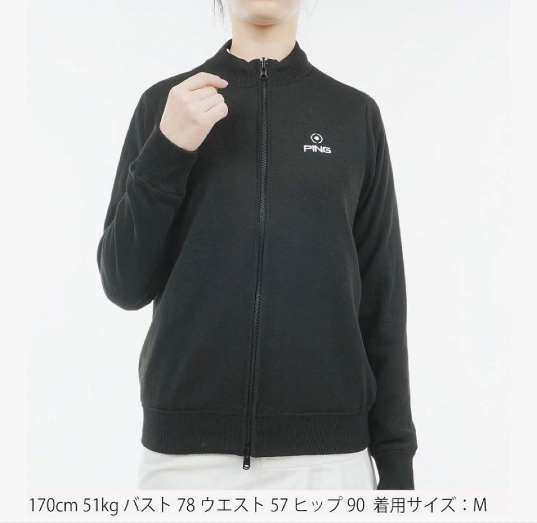 M ☆新品☆ ピン ニットブルゾン リバーシブル　レディース　ゴルフ　ブラック