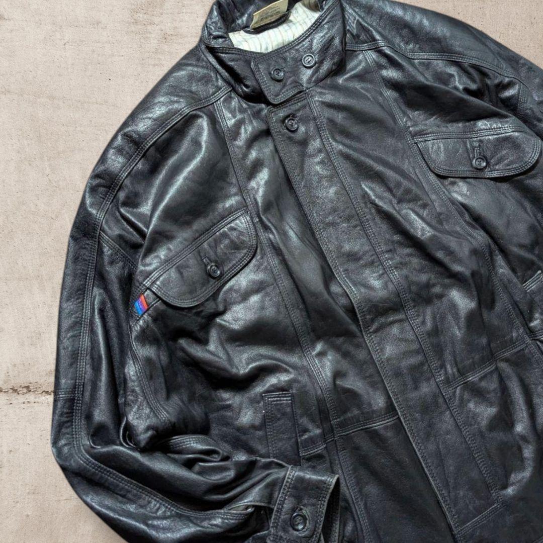 別注vintage西ドイツ製本革ライダース52ラムナッパ羊革ブラック激レア