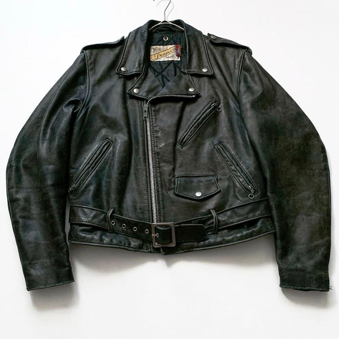 【USA製】Schott 618 ダブルライダース ジャケット 40 ブラック