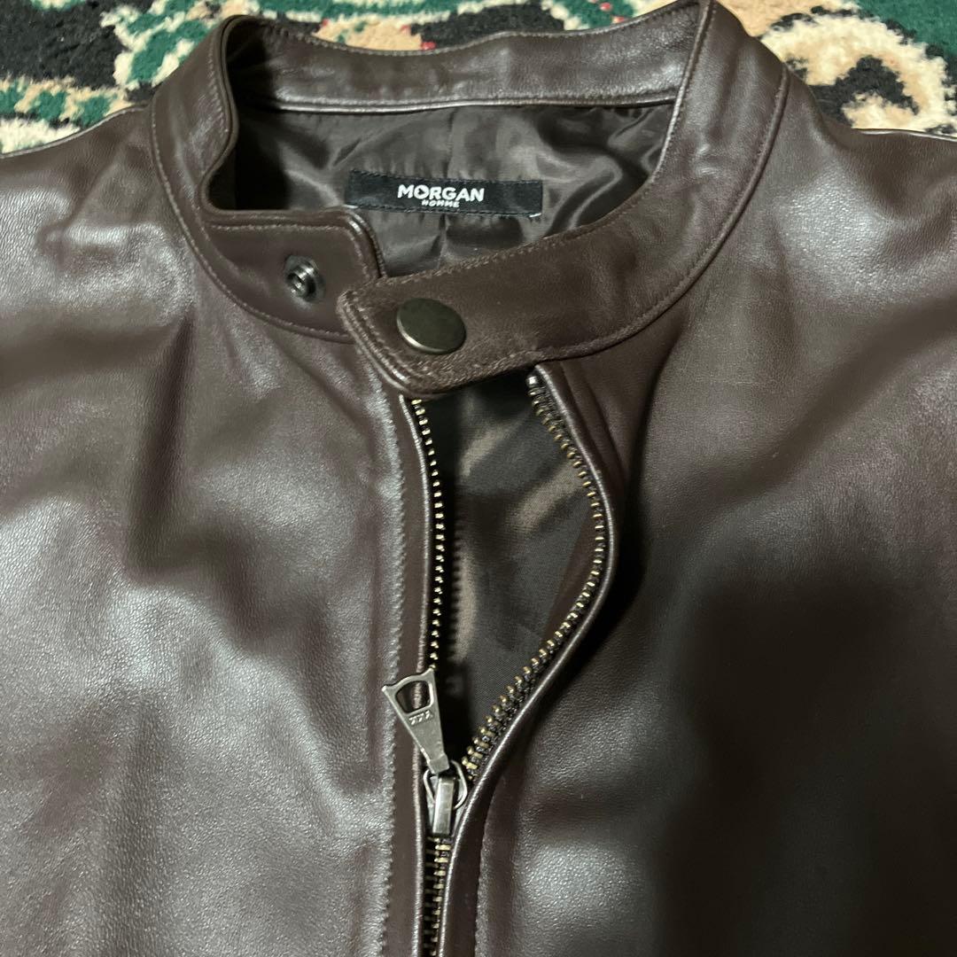 MORGAN HOMME レザー　ジャケット　XL シングルライダース　羊革
