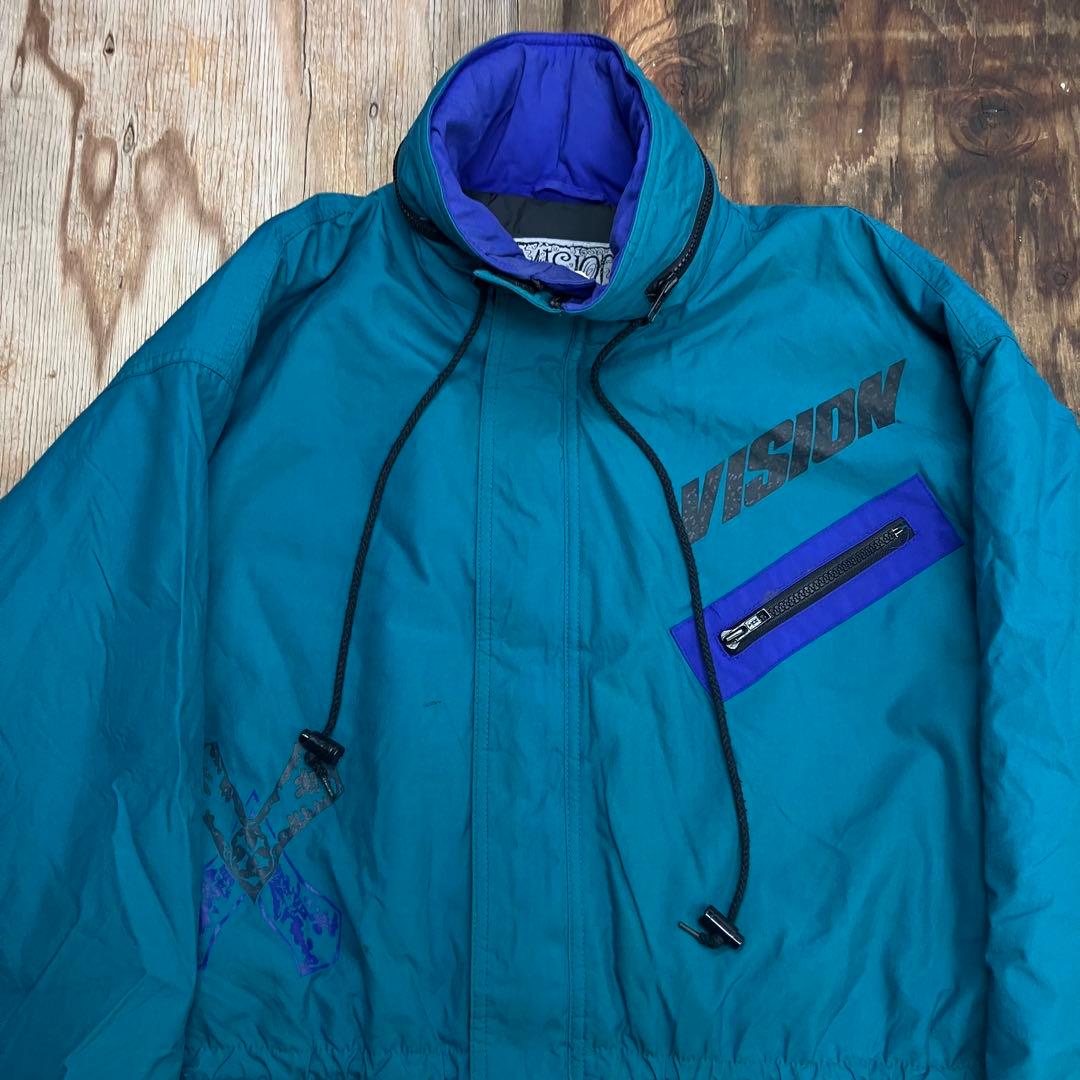 90s VISION ナイロンウォームアップジャケット ブルー VINTAGE
