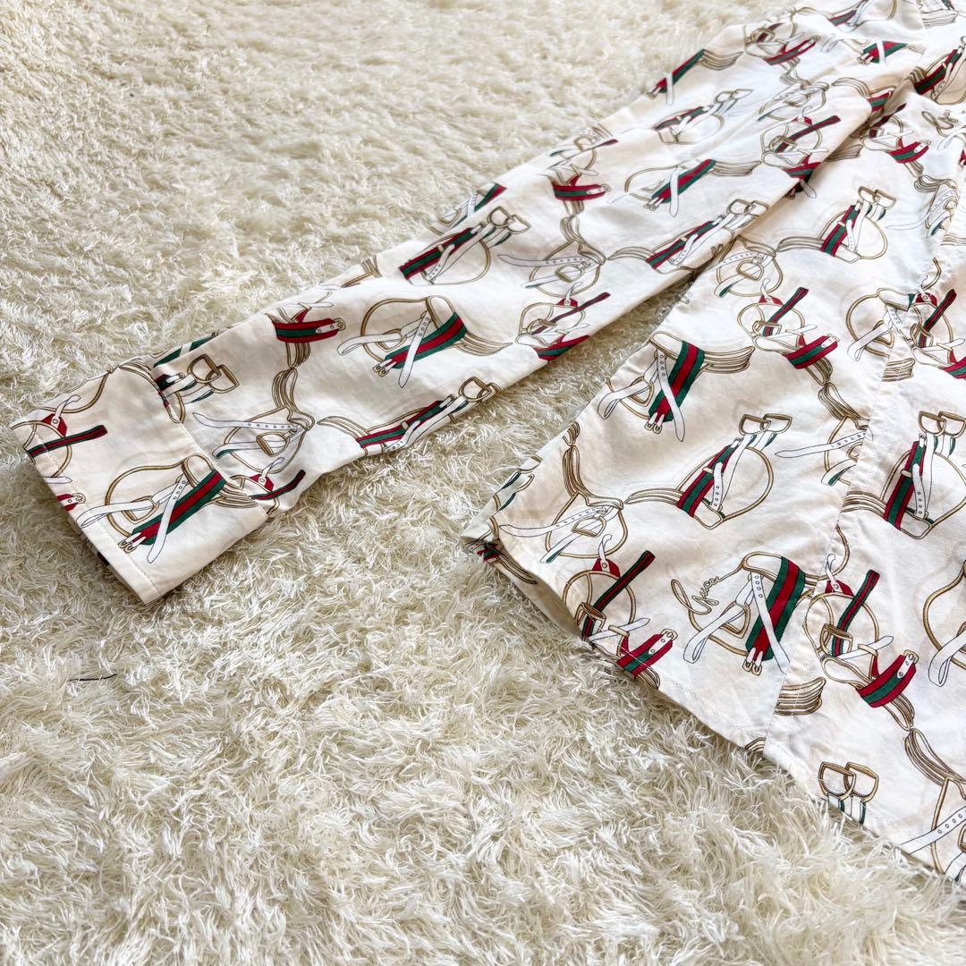 【美品】GUCCI グッチ　シャツ　シェリーライン　大きいサイズ　長袖　総柄　L