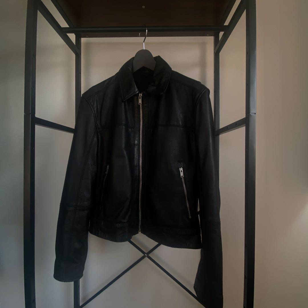 新品■ZARA リアルレザージャケット ボクシーフィット牛革 ブラック 黒