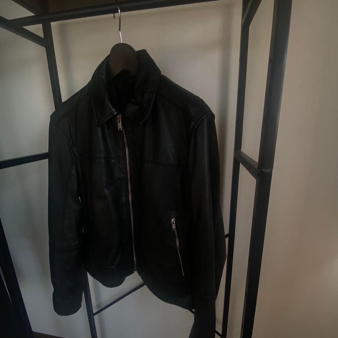 新品■ZARA リアルレザージャケット ボクシーフィット牛革 ブラック 黒