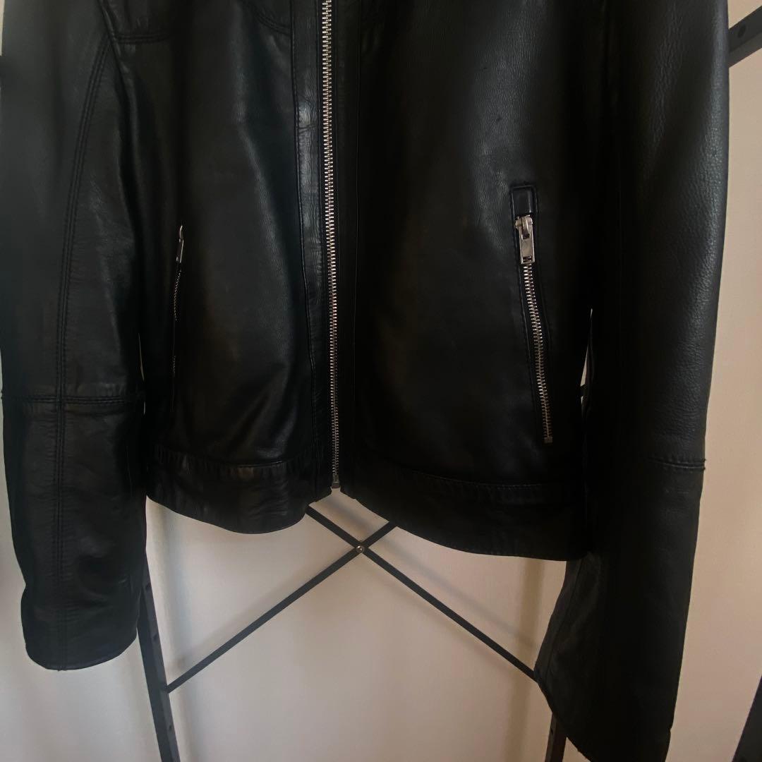 新品■ZARA リアルレザージャケット ボクシーフィット牛革 ブラック 黒