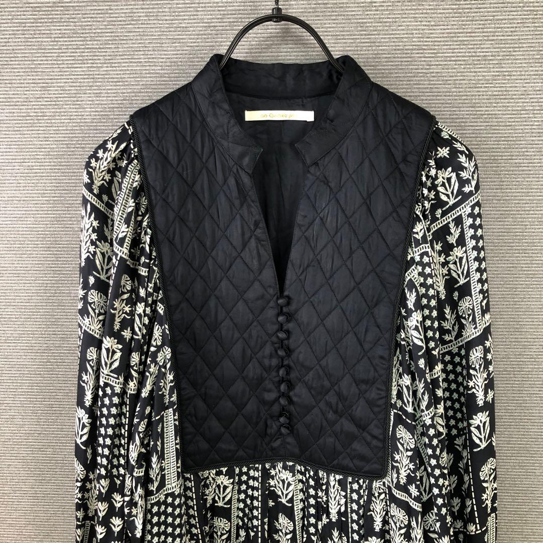 ne Quittez pas モダールサテンパッチワークプリントドレス S