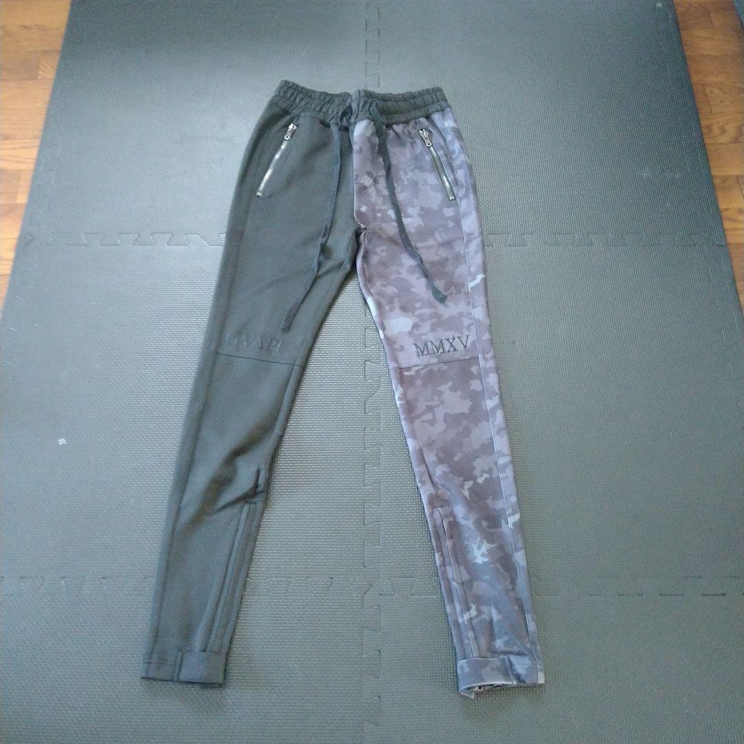 (希少品)GVAPI グアピ　カモ柄 スポーツ ジャージトラック パンツ黒グレー