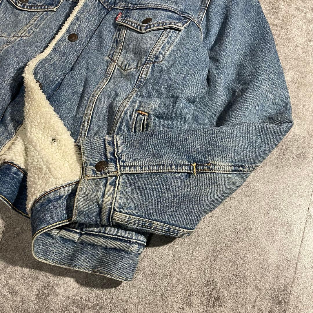 Levi'sリーバイスシェルパトラッカージャケット裏ボア短丈ライトブルーM