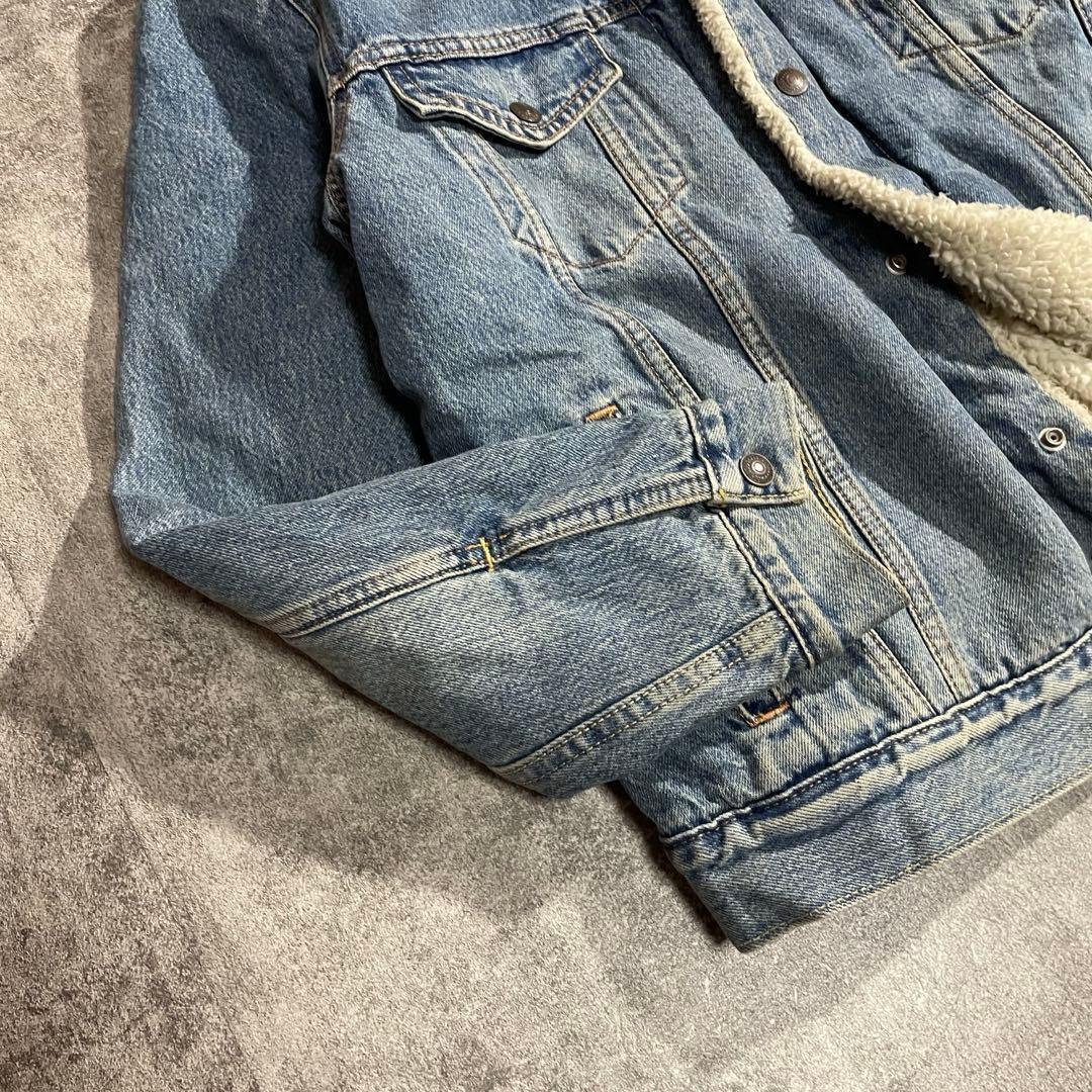 Levi'sリーバイスシェルパトラッカージャケット裏ボア短丈ライトブルーM