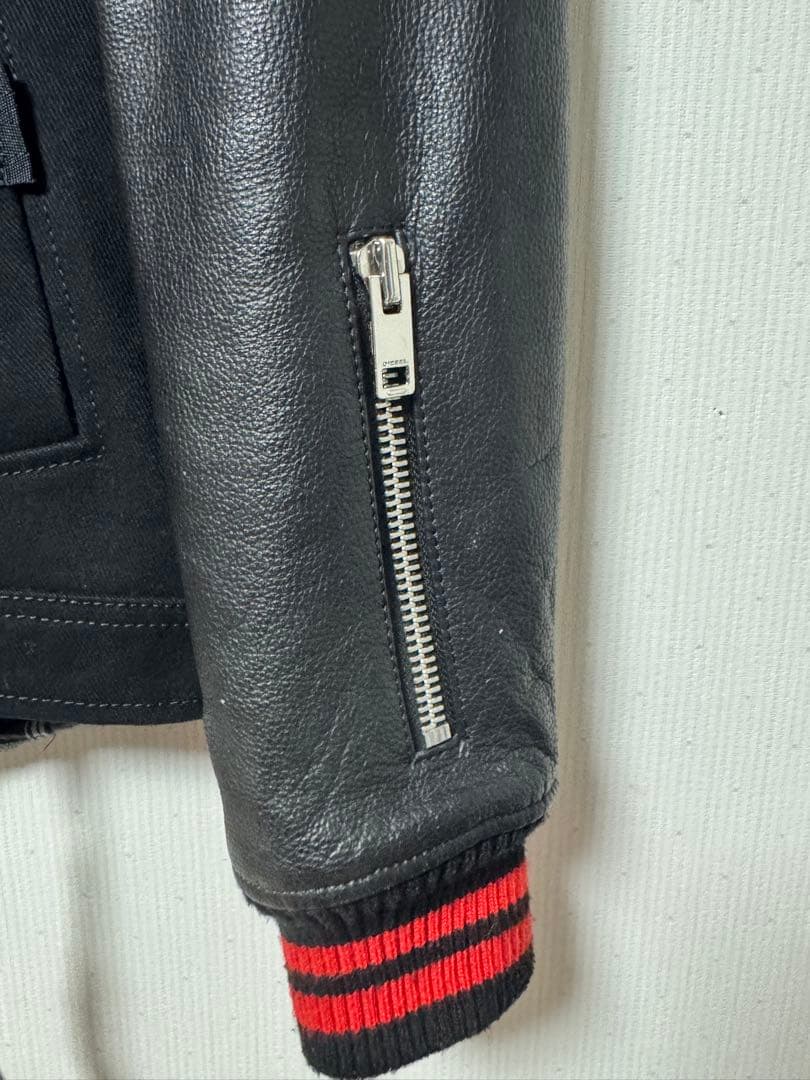 【美品】DIESEL ディーゼル キャンバスレイヤードジャケット レザー