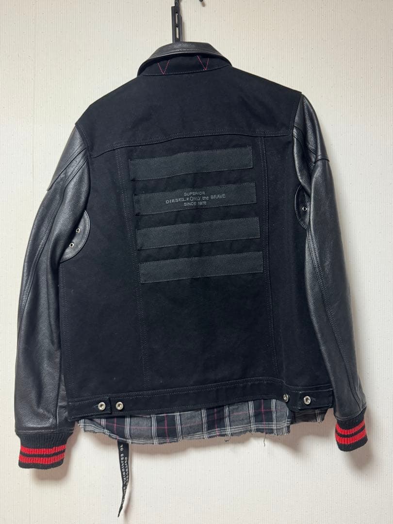 【美品】DIESEL ディーゼル キャンバスレイヤードジャケット レザー
