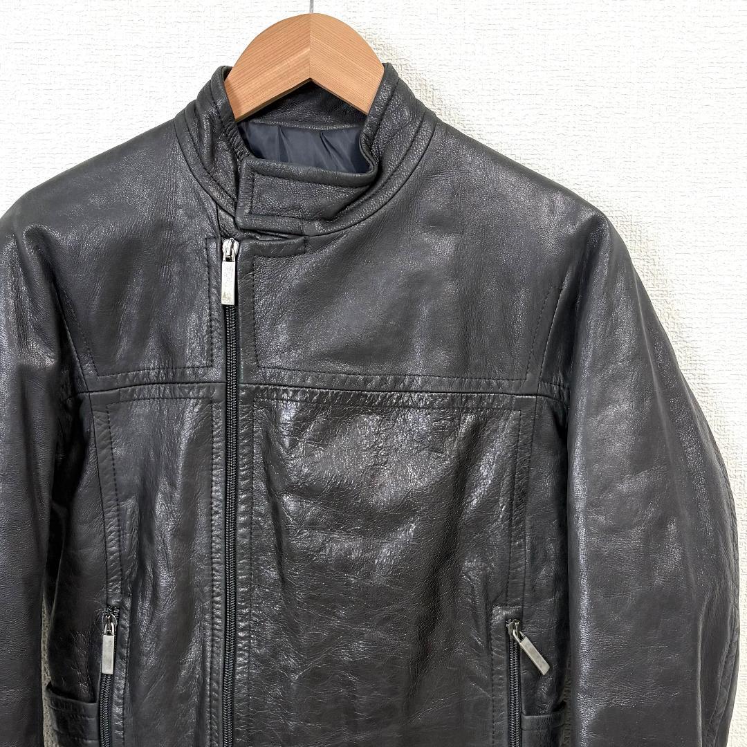DIRK BIKKEMBERGS ライダースレザージャケット 羊皮 中綿 M