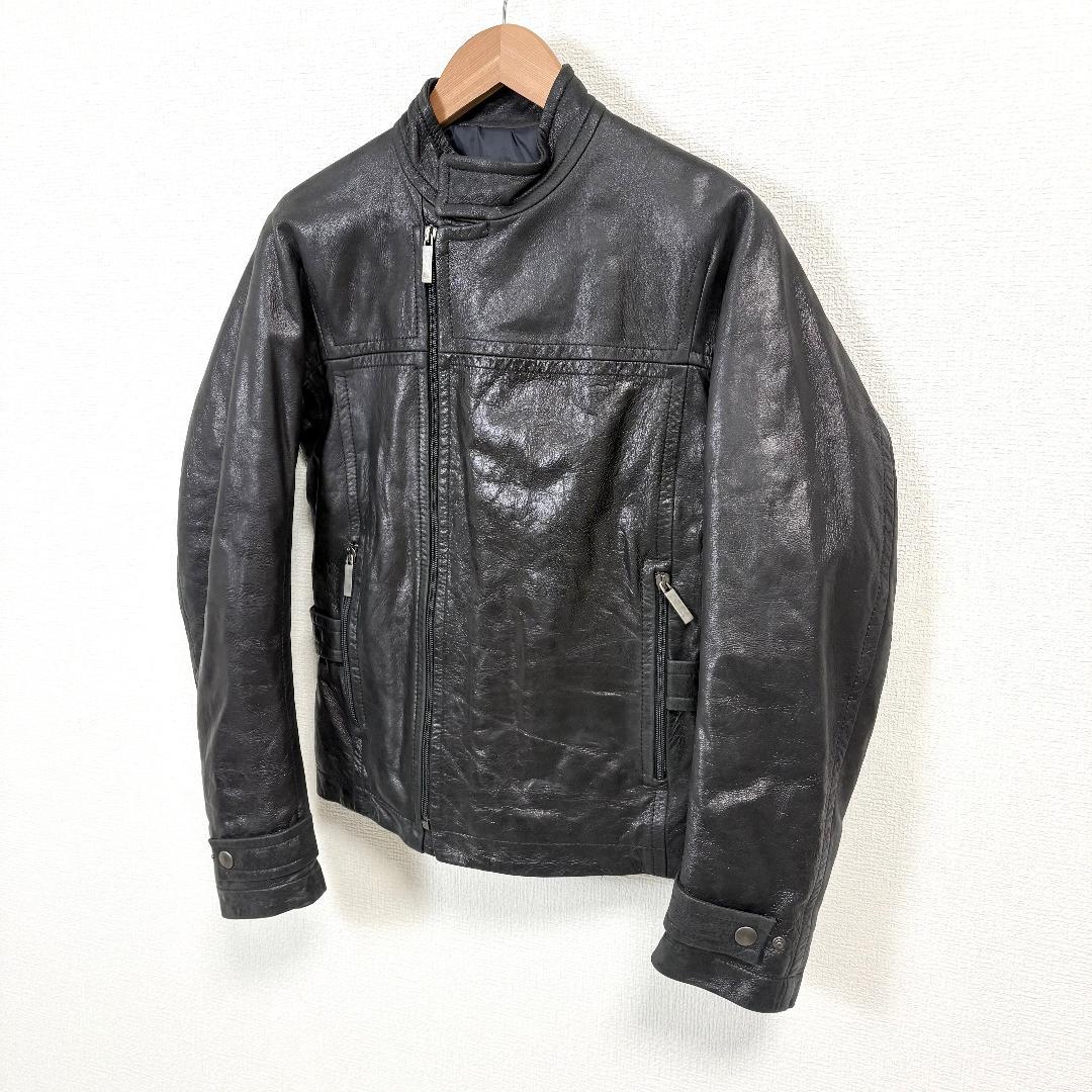 DIRK BIKKEMBERGS ライダースレザージャケット 羊皮 中綿 M