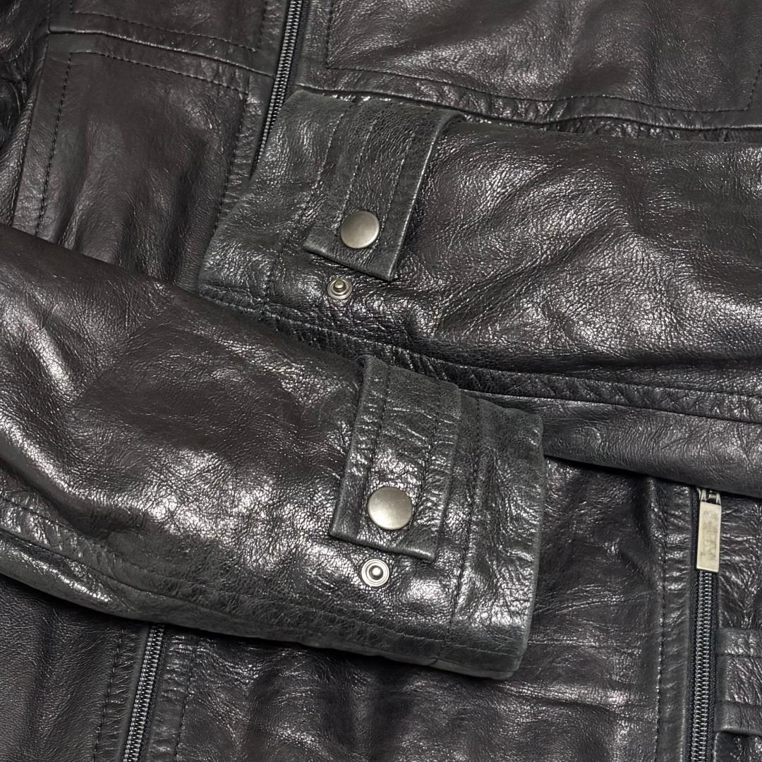 DIRK BIKKEMBERGS ライダースレザージャケット 羊皮 中綿 M