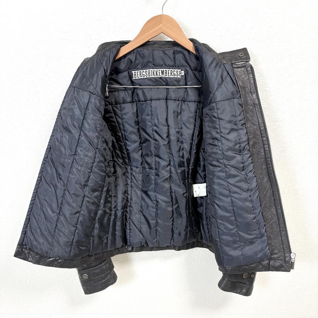 DIRK BIKKEMBERGS ライダースレザージャケット 羊皮 中綿 M