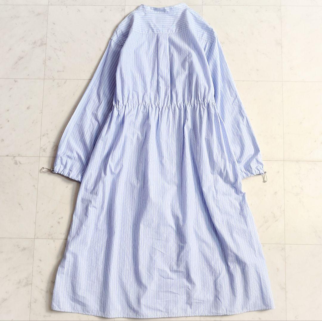 美品【大きいサイズ14】ジムフレックス ブルーストライプ シャツワンピース 綿