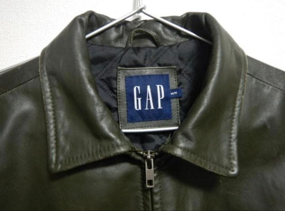 GAP レザー ジャケット M 革 オリーブ カーコート OLD 野村訓市