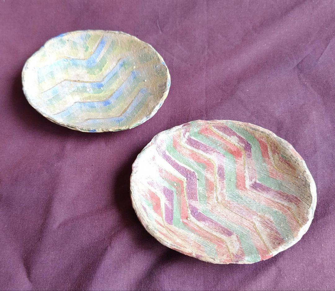 色絵金彩楕円小皿5枚組 (杉浦康益 作) 未使用 新品同様