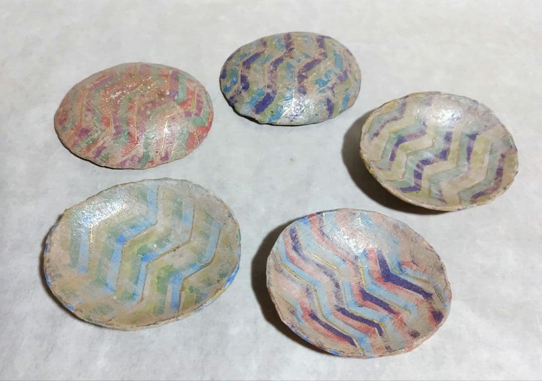 色絵金彩楕円小皿5枚組 (杉浦康益 作) 未使用 新品同様