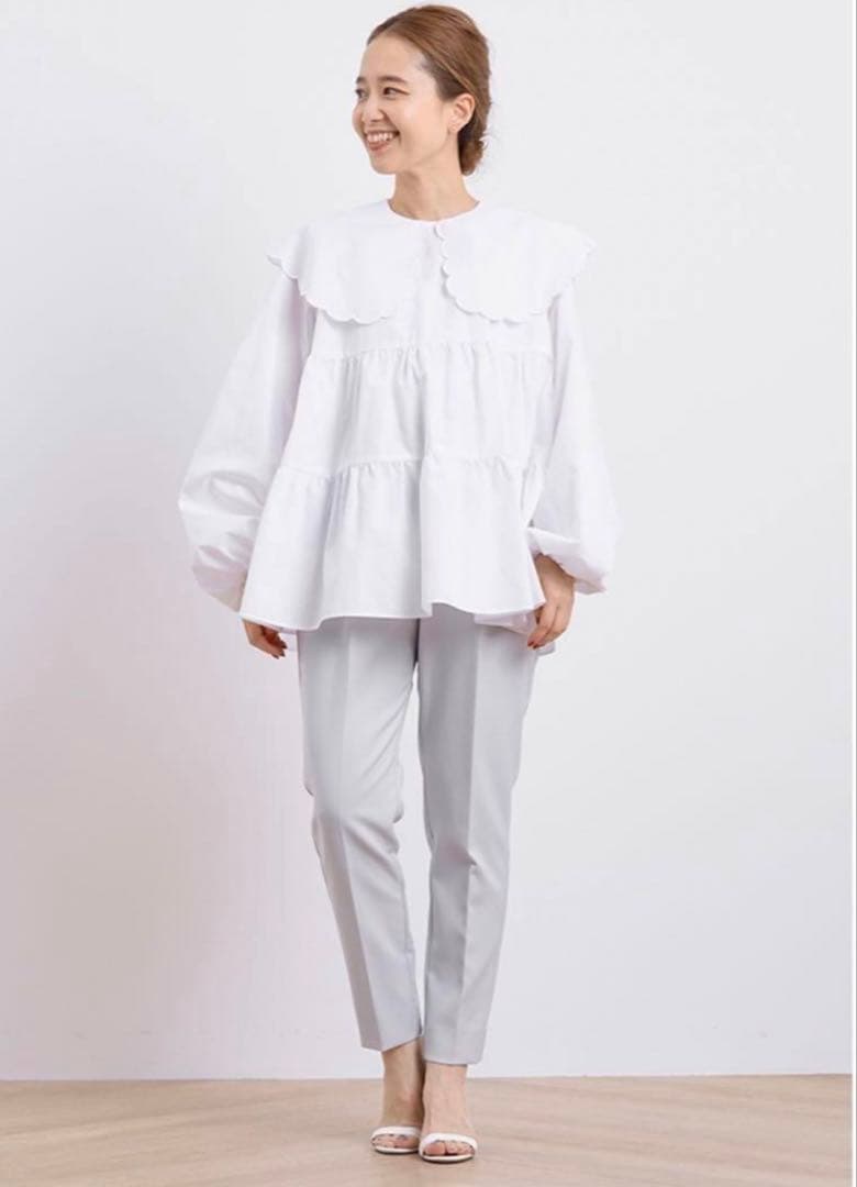 ※paaaag※美品 yori スカラップロングスリーブブラウス