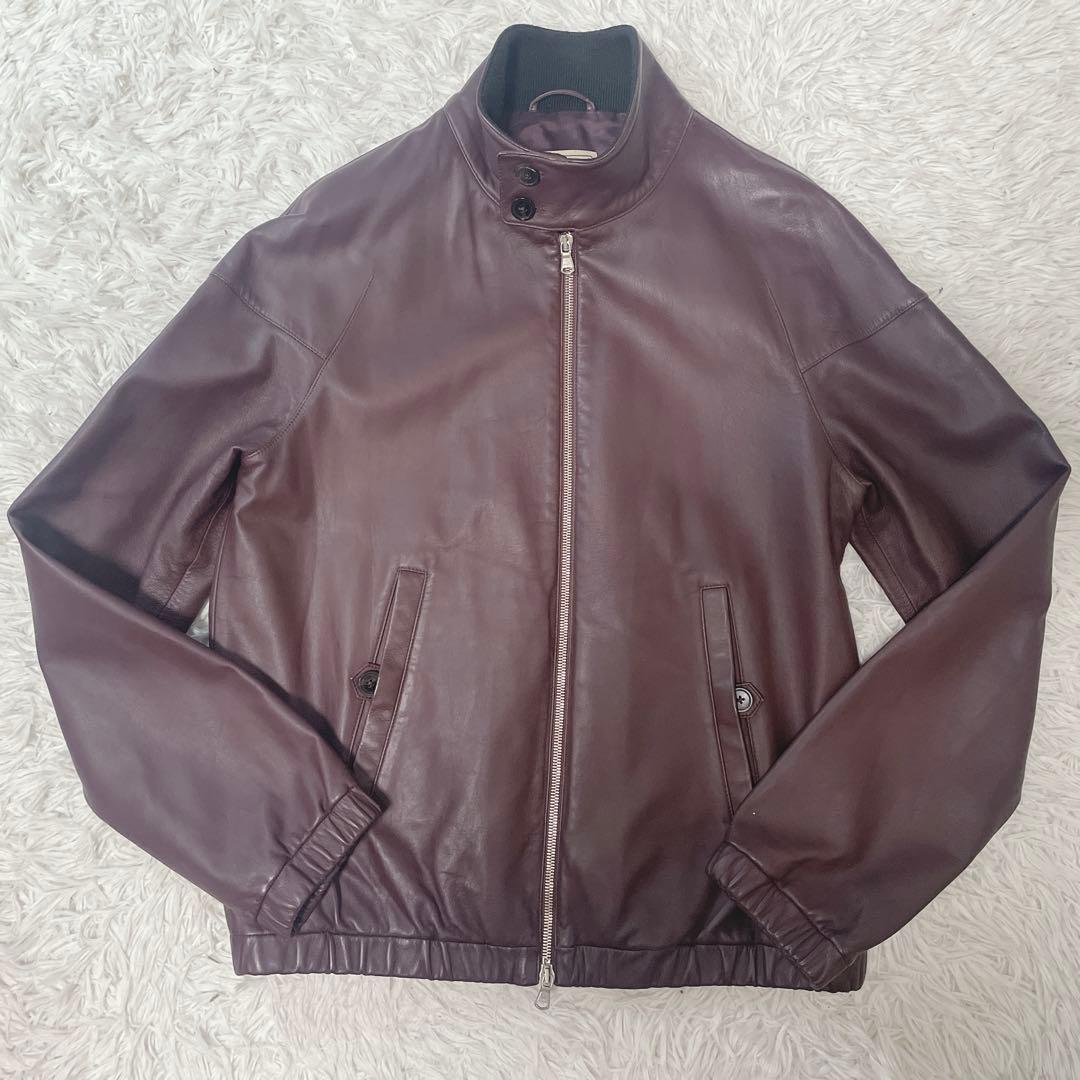 極美品/L トゥモローランド DENIM ライダース　ラムレザー　ボルドー