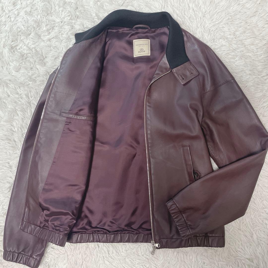 極美品/L トゥモローランド DENIM ライダース　ラムレザー　ボルドー