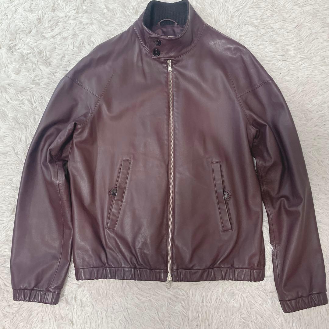 極美品/L トゥモローランド DENIM ライダース　ラムレザー　ボルドー