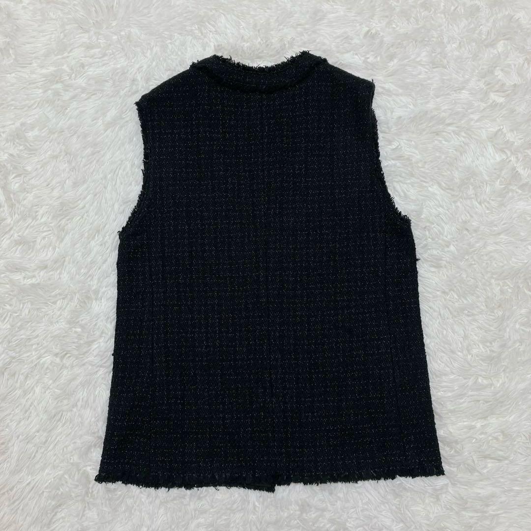 美品 フレイアイディー 定価4万 GIOLICA ツイードジレ 金ボタン 黒 M