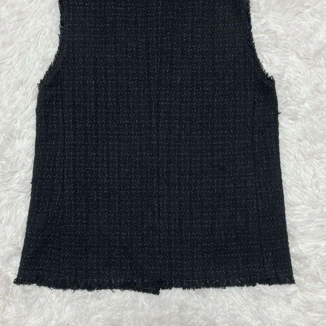 美品 フレイアイディー 定価4万 GIOLICA ツイードジレ 金ボタン 黒 M