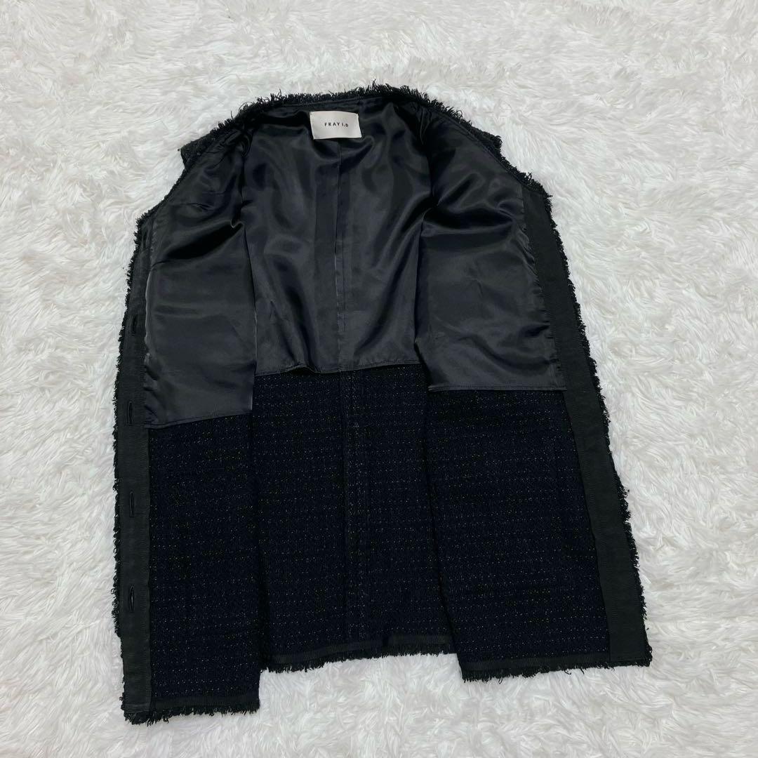 美品 フレイアイディー 定価4万 GIOLICA ツイードジレ 金ボタン 黒 M