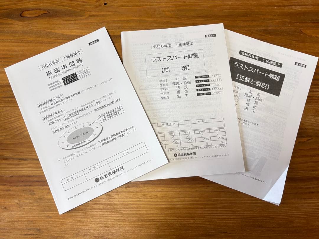 k*n様 総合資格学院　令和6年度一級建築士　テキスト・問題集・トレイントレーニ