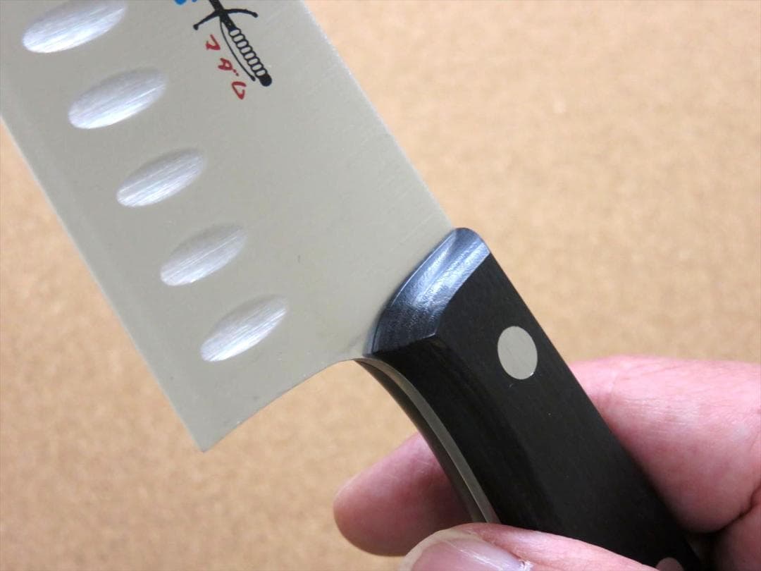 関の刃物 サーモン牛刀 200mm クロムモリブデン ディンプル 両刃万能包丁