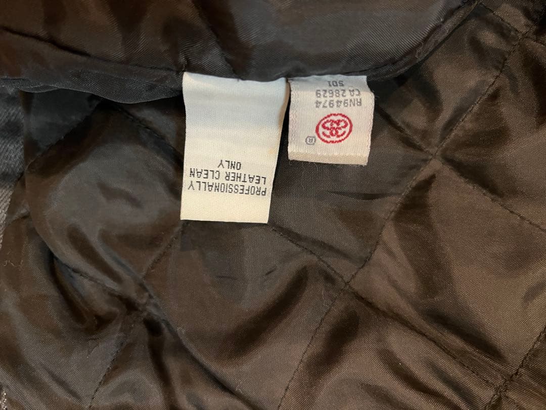 STUSSY ステューシー　デニムジャケット　袖レザー　ブラック