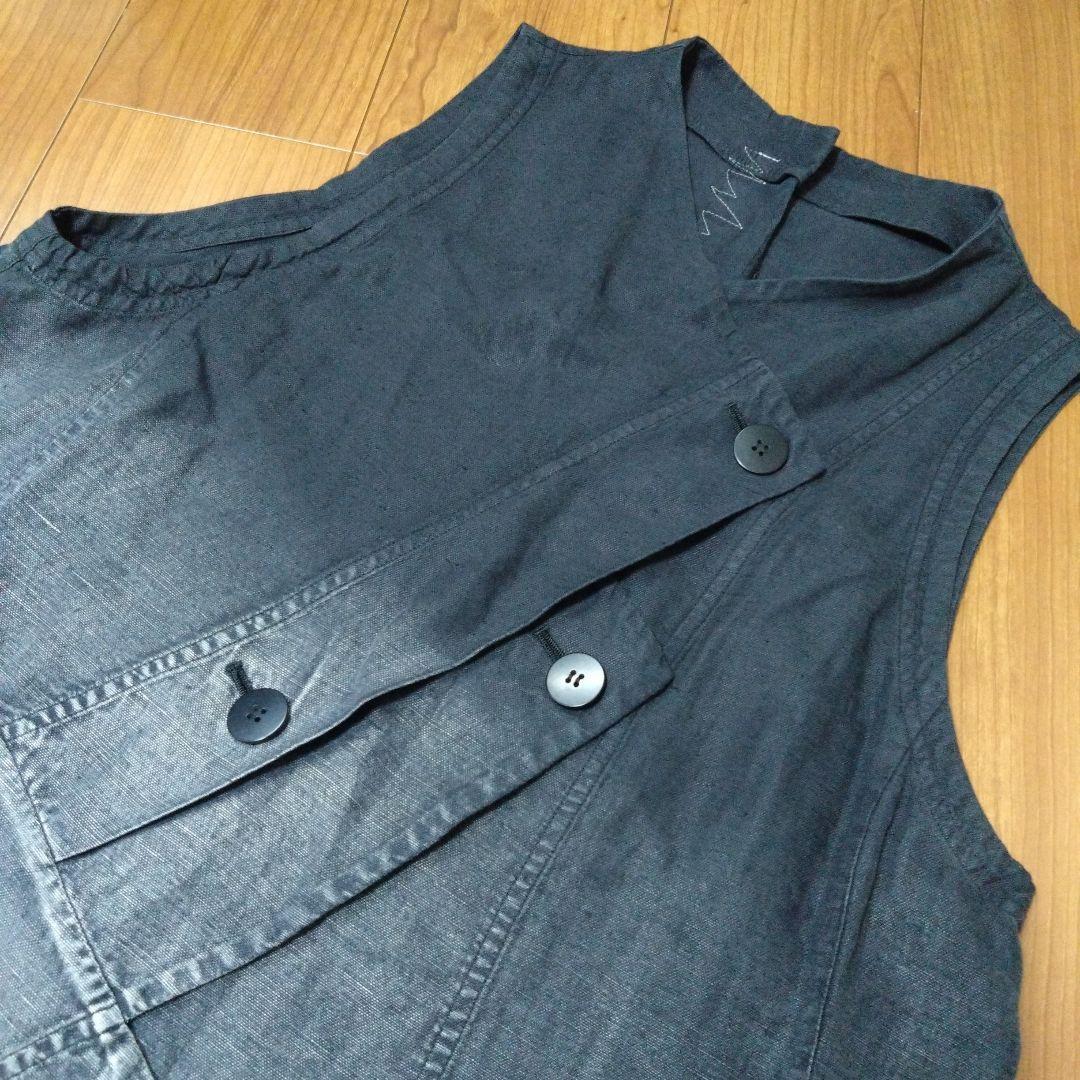 けろりん　芽風 センソユニコ ベスト デニム風 リネン コットン