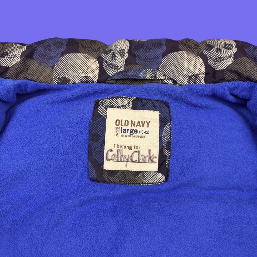 Old Navy スカル柄 中綿ベスト フリースライナー L ダウンベスト