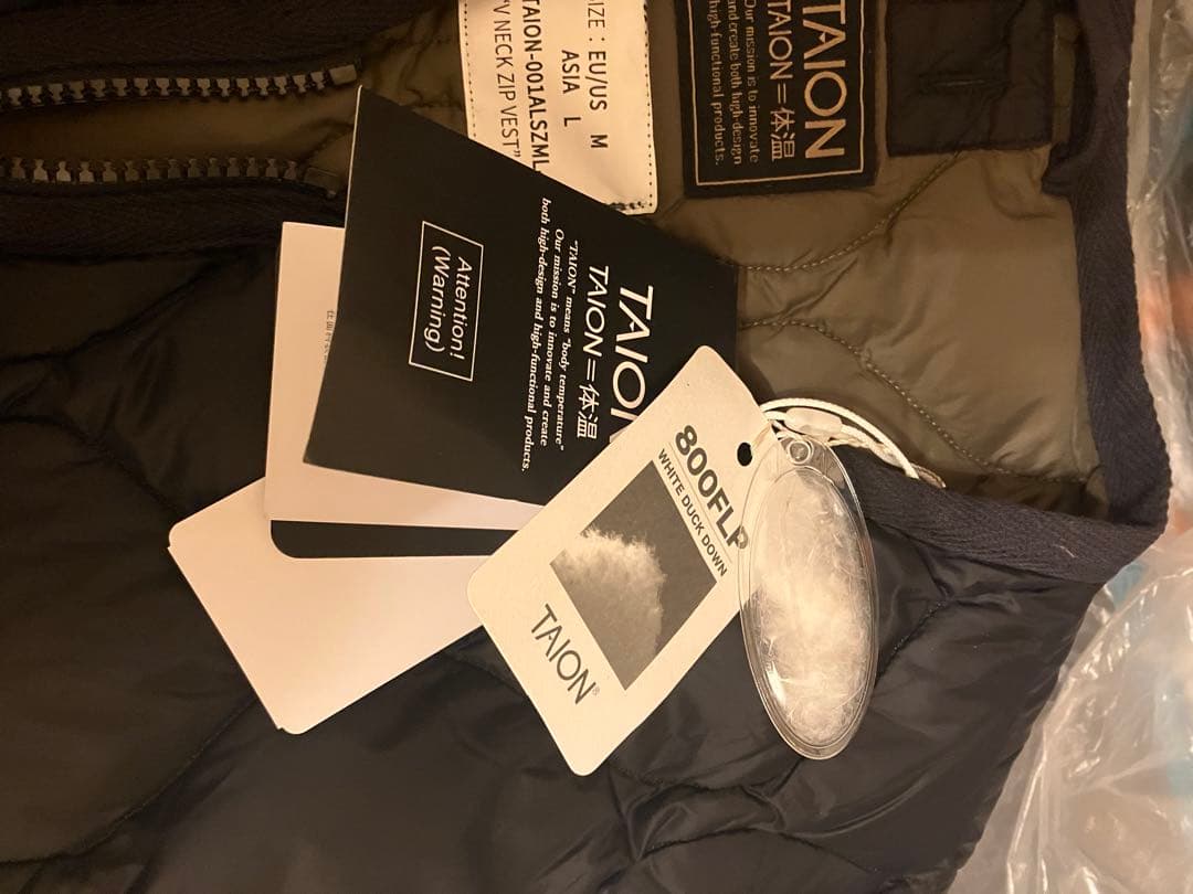 ジャケット・アウター TAION MILITARY V NECK W-ZIP DOWN VEST