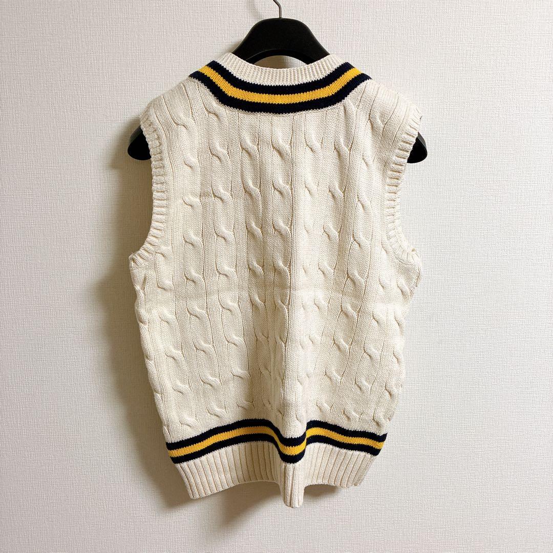 ポロラルフローレン　コットンニットベスト　Vネック　ケーブル編み　POLO
