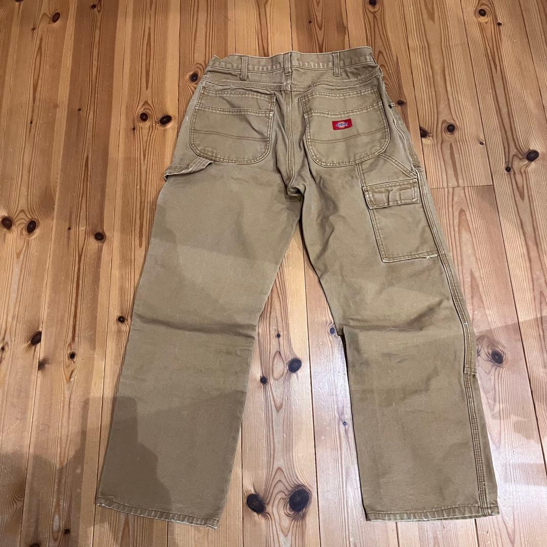 ディッキーズ Dickies ワークパンツ ダブルニー ブラウン ペンキ飛び