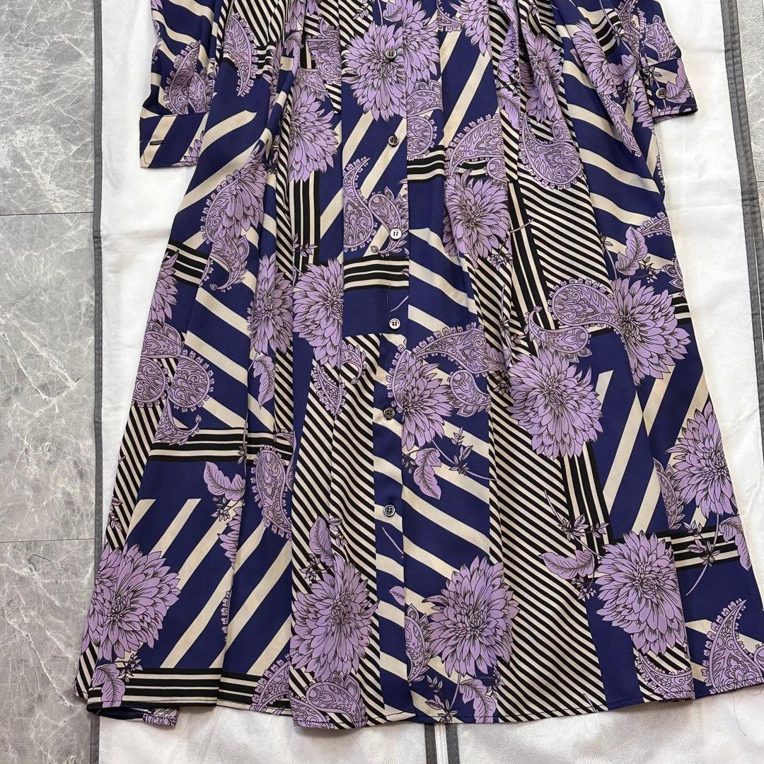 コルコバード♡2way ロングワンピース ベルトリボン ボウタイ 花柄 パープル